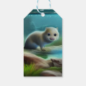 Schattige baby otter in vijver - Kinderen Verjaard Cadeaulabel (Achterkant)