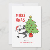 Schattige Baby Panda Beer met kerstboom Feestdagenkaart (Voorkant)