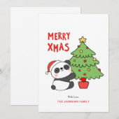 Schattige Baby Panda Beer met kerstboom Feestdagenkaart (Voorkant / Achterkant)