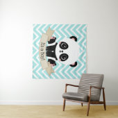 Schattige baby panda blauwe baby shower wandkleed (In Situ (horizontaal))
