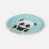 Schattige Baby Panda Blue Baby shower Paper Borden Papieren Bordje (Gekanteld)