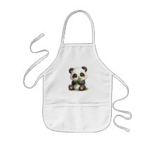 Schattige baby panda die bamboe eet keuken schort