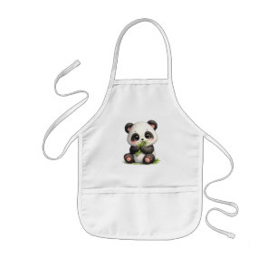 Schattige baby panda die bamboe eet keuken schort
