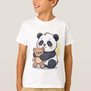 Schattige baby panda die teddybeer omhelst t-shirt