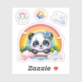 Schattige Baby Panda in de wolken. Panda-Sticker Sticker