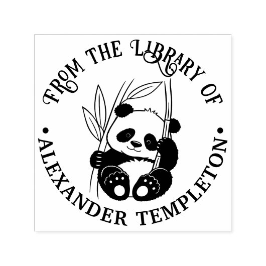 Schattige baby panda met bamboe bibliotheek boek n  zelfinktende stempel (Design)
