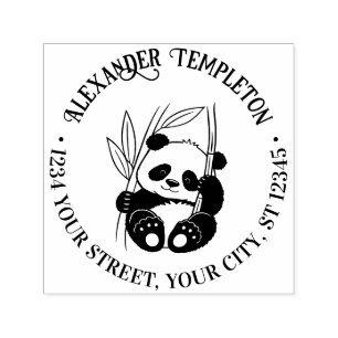 Schattige baby panda met bamboonaam retouradres  zelfinktende stempel