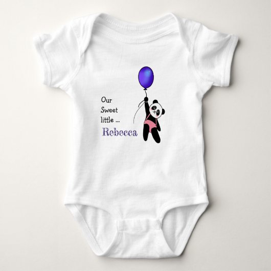 Schattige Baby Panda met blauwe ballon Romper (Voorkant)