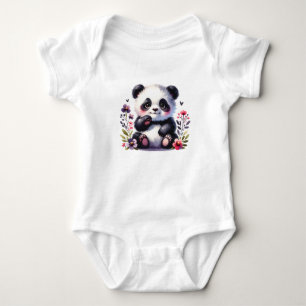 Schattige baby panda met bloemen   Aardig dier  Romper