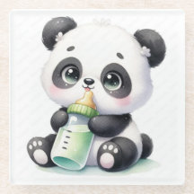 Schattige baby panda met melkfles coaster | Kawaii