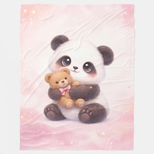 Schattige baby panda met teddybeer fleece deken (Voorkant)