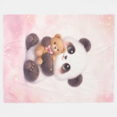 Schattige baby panda met teddybeer fleece deken (Voorkant (Horizontaal))