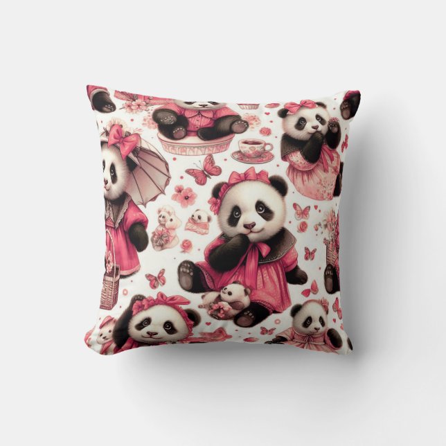  Schattige Baby Panda Naadloos Kussen (Voorkant)