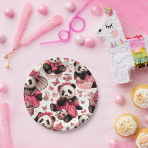 Schattige Baby Panda Naadloos Papieren Bordje