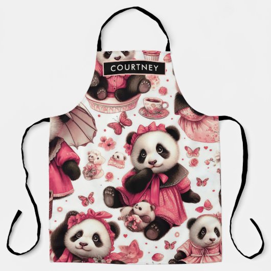 Schattige Baby Panda Naadloos Schort (Voorkant)