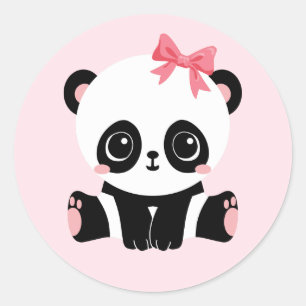 Schattige Baby panda op roze Stickers (6 Stickers)