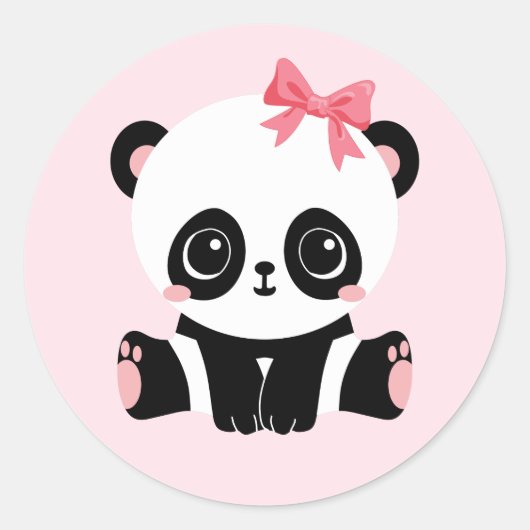 Schattige Baby panda op roze Stickers (6 Stickers) (Voorkant)