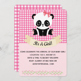 Schattige Baby panda roze baby shower uitnodiginge Kaart
