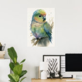 Schattige Baby Parrot Waterverf Nursery Poster (Thuiskantoor)