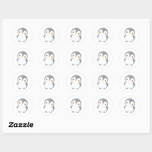 Schattige Baby Penguin Chick Sticker Waterverf (Vel)