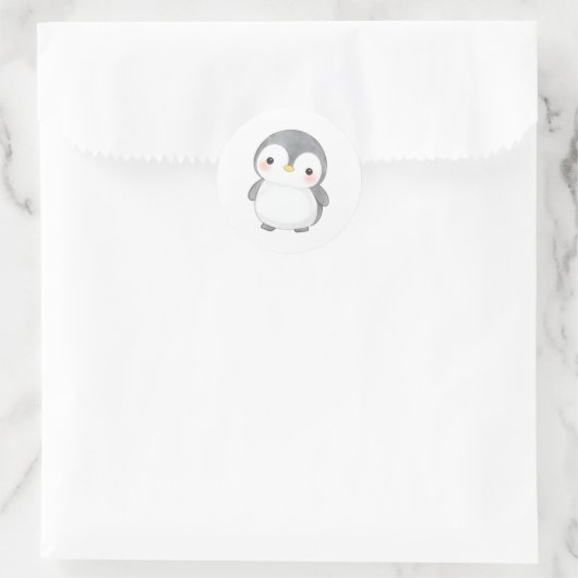 Schattige Baby Penguin Chick Sticker Waterverf (Tas)