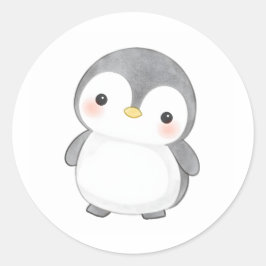 Schattige Baby Penguin Chick Sticker Waterverf