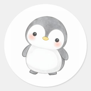 Schattige Baby Penguin Chick Sticker Waterverf