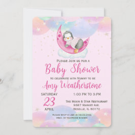 Schattige Baby Penguin Roze Baby shower Kaart