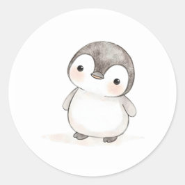 Schattige Baby Penguin Sticker Waterverf Print