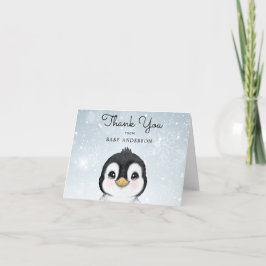Schattige Baby Penguin Winter Dank u Bedankkaart