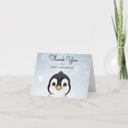 Schattige Baby Penguin Winter Dank u Bedankkaart (Voorkant)
