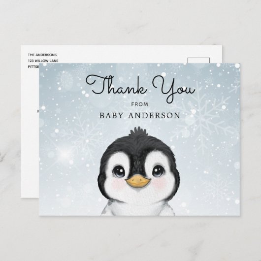 Schattige Baby Penguin Winter Dank u Briefkaart (Voorkant / Achterkant)