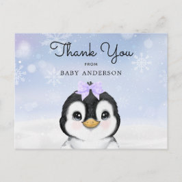 Schattige Baby Penguin Winter Dank u Briefkaart