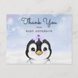 Schattige Baby Penguin Winter Dank u Briefkaart