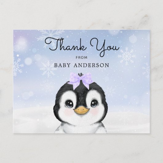 Schattige Baby Penguin Winter Dank u Briefkaart (Voorkant)