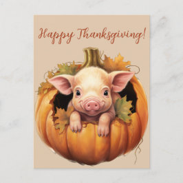 Schattige Baby Pig en Pumpkin Thanksgiving Post Ka Briefkaart