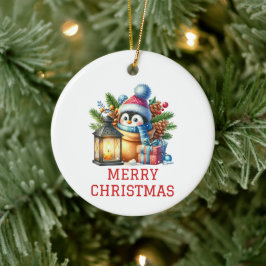 Schattige Baby Pinguïn Kerst Keramisch Ornament