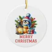 Schattige Baby Pinguïn Kerst Keramisch Ornament (Voorkant)