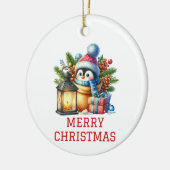 Schattige Baby Pinguïn Kerst Keramisch Ornament (Links)