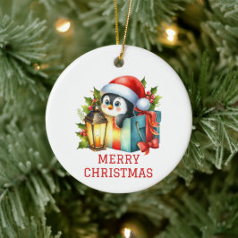 Schattige Baby Pinguïn Kerst Keramisch Ornament