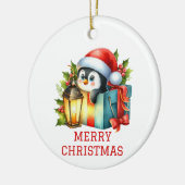 Schattige Baby Pinguïn Kerst Keramisch Ornament (Links)