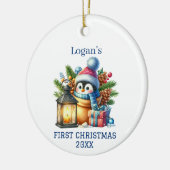 Schattige Baby Pinguïn Kerst Keramisch Ornament (Links)