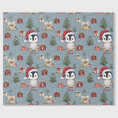 Schattige Baby Pinguïn Kerstmis Cadeaupapier (Vlak)