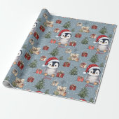 Schattige Baby Pinguïn Kerstmis Cadeaupapier (Uitgerold)