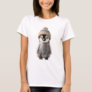 Schattige Baby Pinguïn met Gebreide Mutse T-shirt