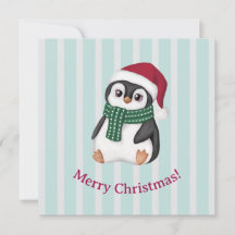 Schattige Baby Pinguïn met Kerstman Hoed Kerstmis