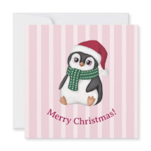 Schattige Baby Pinguïn met Kerstman Hoed Kerstmis