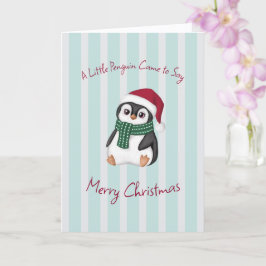 Schattige baby pinguïn met kerstmuts Kerstmis Kaart