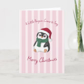 Schattige baby pinguïn met kerstmuts Kerstmis Kaart (Voorkant)