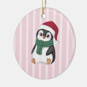 Schattige baby pinguïn met kerstmuts Kerstmis Keramisch Ornament (Links)